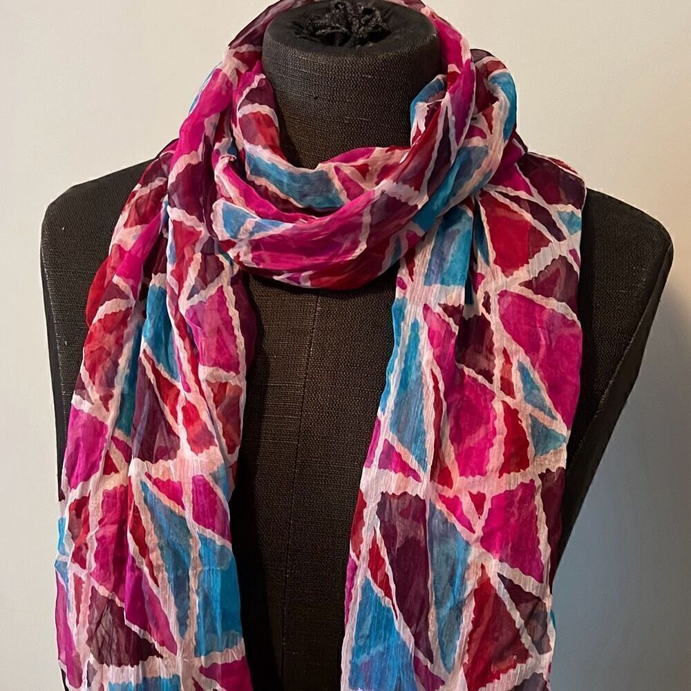 dELiAs Women's Multicolor Geometric Polyester Scarf - Picture 2 of 5